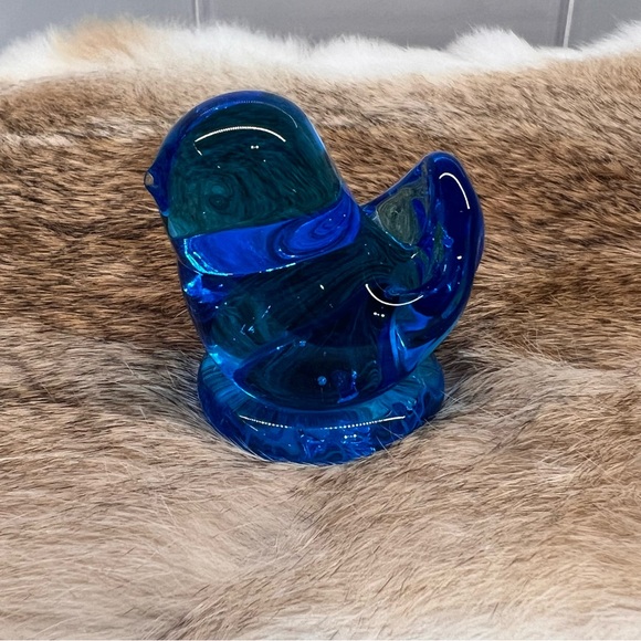 Vintage Bluebird of Happiness Glass Blue Art Bird Signed 2001 Leoward Set of 3 - Picture 4 of 12